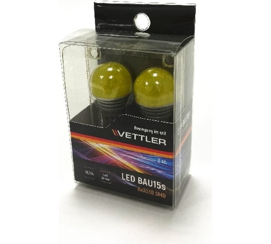 Светодиодная лампа VETTLER 12/24 V S25-6 3030 SMD, 2 шт. S251224303060Yellow