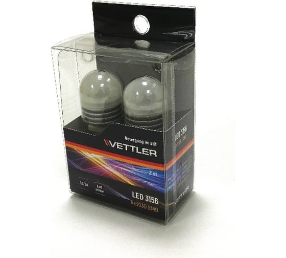 Светодиодная лампа VETTLER 12/24V 3156-6 3030 W2.5x16d SMD, 2 шт. 3156122430306White