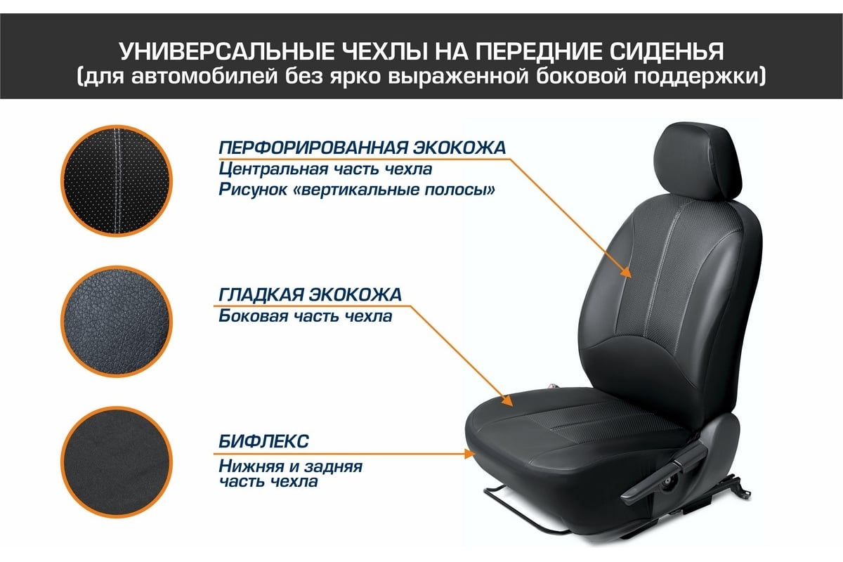 Универсальные чехлы для автомобильных сидений AutoFlex, комплект 2 шт.,  экокожа SC.U2.TW - выгодная цена, отзывы, характеристики, фото - купить в  Москве и РФ