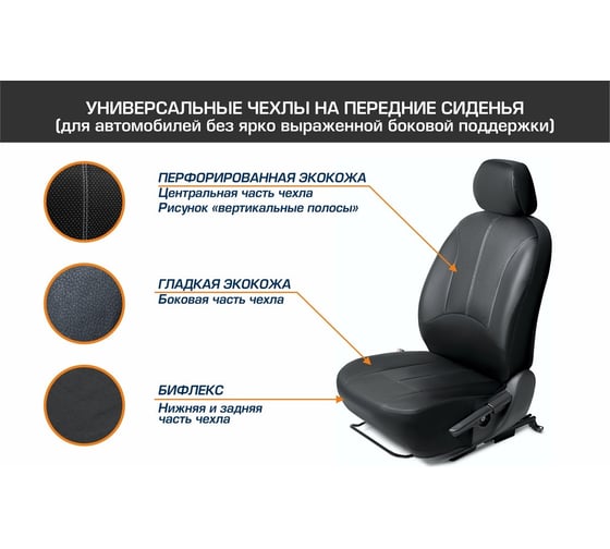 Универсальные чехлы для автомобильных сидений AutoFlex, комплект 2 шт., экокожа SC.U2.TW