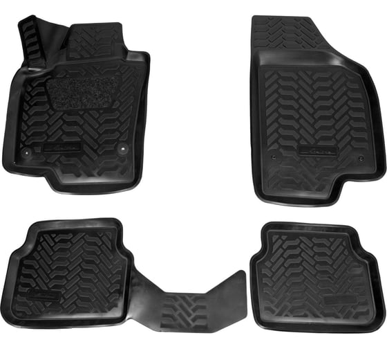 Ковры Airline для VW Tiguan 07-16, 4 шт., крепеж, высокий борт, 3D с подпятником, ТЭП, черные ACM-PS-91 1