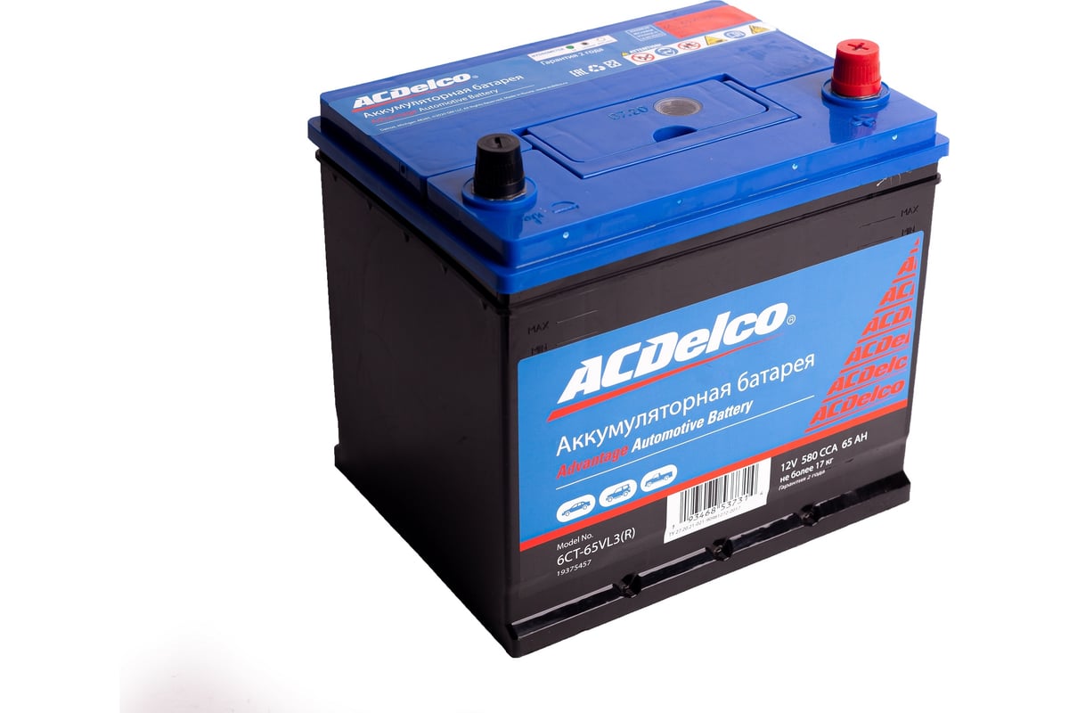 Аккумулятор ACDelco Asia 6СТ 65-З-R обратная полярность 19375457 ...