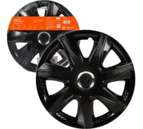 Колесные колпаки Airline Джой 14", черный глянец, хром кольцо, комплект 2 шт. AWCC-14-35