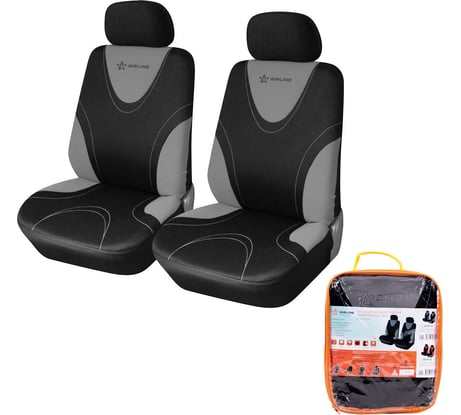 Чехлы для сидений Airline универсальные, RS-1, передние, 2 шт., полиэстер, черный/серый ACS-PP-02