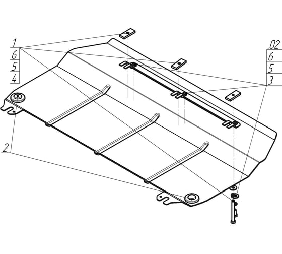 Стальная защита ООО Трио Сервис 2 мм, Д, КПП, Haval H2, V=1.5T, 2015-2020 MOTODOR 63103