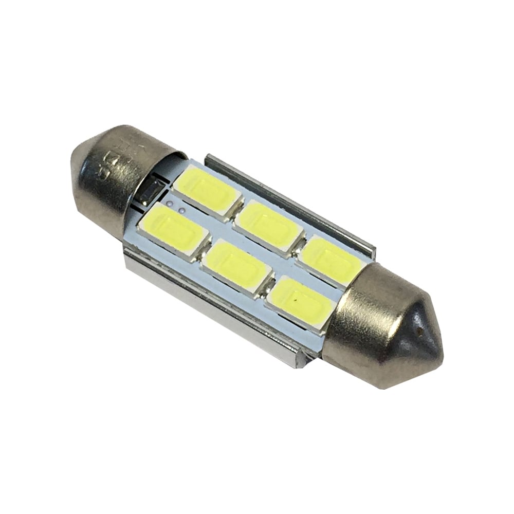 Светодиод S8.5/8-12V 6 SMD белый (пальчиковый) 36 мм "AVS" CANBUS (в блистере 2шт)