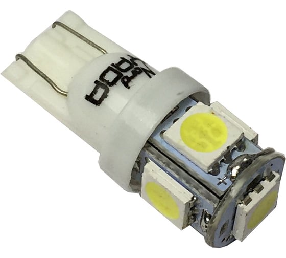 Светодиод Nord-Yada 12V T10-5 SMD (size 5050) W5W белый 0.48W 30lm 2 шт. 902399