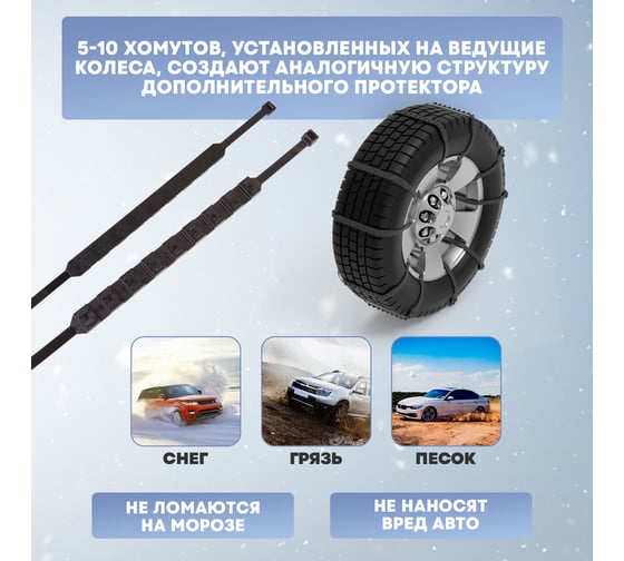 Хомут противоскольжения REXANT 900x9 мм, чёрный, 10 шт. 07-7010