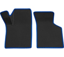 Салонный коврик REZKON 3D EVA Ромб передний ряд, резиновый, черный, для LADA Kalina, синий кант 9539030103