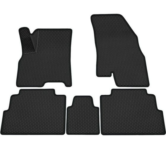 Салонные коврики REZKON 3D EVA Ромб резиновые, черные, для Chevrolet Cobalt 12-15, синий кант 9212015103 1