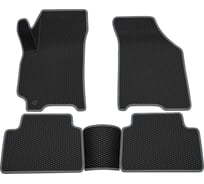 Салонные коврики REZKON 3D EVA Ромб резиновые, черные, для Chevrolet Lacetti 04-13, серый кант 9212025102
