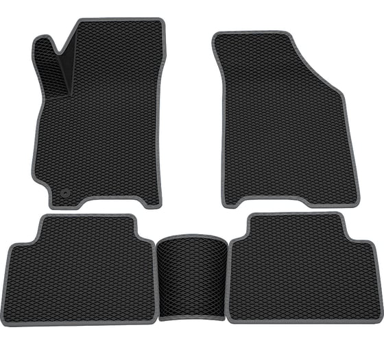 Салонные коврики REZKON 3D EVA Ромб резиновые, черные, для Chevrolet Lacetti 04-13, серый кант 9212025102 1