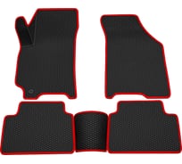 Салонные коврики REZKON 3D EVA Ромб резиновые, черные, для Chevrolet Lacetti 04-13, красный кант 9212025104