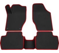 Салонные коврики REZKON 3D EVA Ромб резиновые, черные, для Citroen C4 04-Н.В., красный кант 9213005104