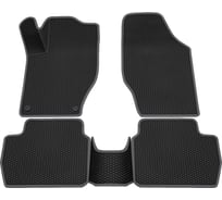 Салонные коврики REZKON 3D EVA Ромб резиновые, черные, для Citroen C4 04-Н.В., серый кант 9213005102