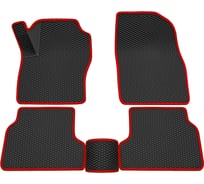 Салонные коврики REZKON 3D EVA Ромб резиновые, черные, для Ford Focus II 08-11, красный кант 9216010104