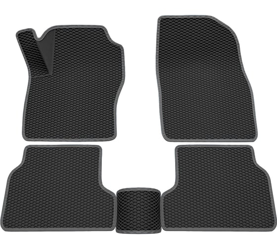 Салонные коврики REZKON 3D EVA Ромб резиновые, черные, для Ford Focus II 08-11, серый кант 9216010102 1