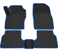 Салонные коврики REZKON 3D EVA Ромб резиновые, черные, для Ford Focus II 08-11, синий кант 9216010103