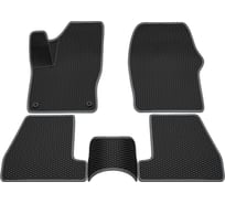 Салонные коврики REZKON 3D EVA Ромб резиновые, черные, для Ford Focus III 11-19, серый кант 9216010202