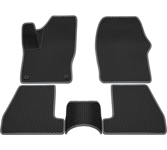 Салонные коврики REZKON 3D EVA Ромб резиновые, черные, для Ford Focus III 11-19, серый кант 9216010202 1