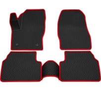 Салонные коврики REZKON 3D EVA Ромб резиновые, черные, для Ford Kuga II 12-19, красный кант 9216020104