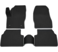 Салонные коврики REZKON 3D EVA Ромб резиновые, черные, для Ford Kuga II 12-19, серый кант 9216020102