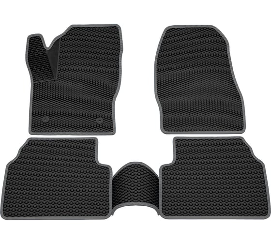 Салонные коврики REZKON 3D EVA Ромб резиновые, черные, для Ford Kuga II 12-19, серый кант 9216020102 1