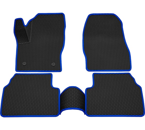 Салонные коврики REZKON 3D EVA Ромб резиновые, черные, для Ford Kuga II 12-19, синий кант 9216020103 1