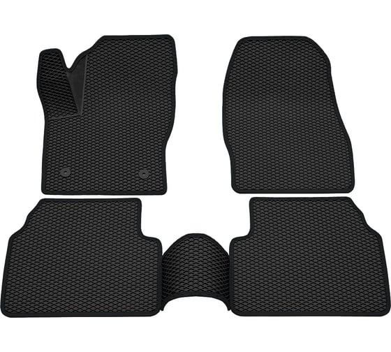 Салонные коврики REZKON 3D EVA Ромб резиновые, черные, для Ford Kuga II 12-19, черный кант 9216020101 1