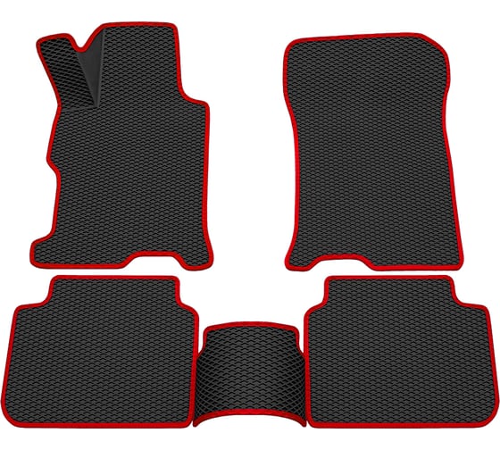 Салонные коврики REZKON 3D EVA Ромб резиновые, черные, для Honda Accord 12-15, красный кант 9219005204 1