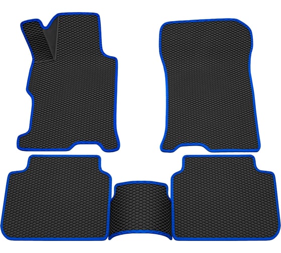 Салонные коврики REZKON 3D EVA Ромб резиновые, черные, для Honda Accord 12-15, синий кант 9219005203