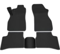 Салонные коврики REZKON 3D EVA Ромб резиновые, черные, для Hyundai Accent 01-10, серый кант 9220010102