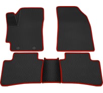 Салонные коврики REZKON 3D EVA Ромб резиновые, черные, для Hyundai Creta 21-Н.В., красный кант 9220065204