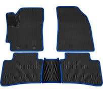 Салонные коврики REZKON 3D EVA Ромб резиновые, черные, для Hyundai Creta 21-Н.В., синий кант 9220065203