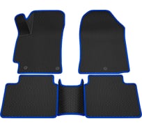 Салонные коврики REZKON 3D EVA Ромб резиновые, черные, для Hyundai Elantra 16-20, синий кант 9220015403