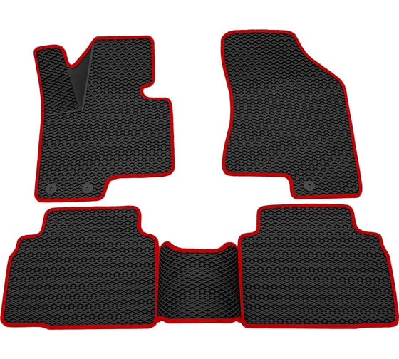 Салонные коврики REZKON 3D EVA Ромб резиновые, черные, для Hyundai ix-35 10-16, красный кант 9220040104 1