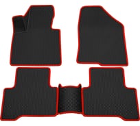 Салонные коврики REZKON 3D EVA Ромб резиновые, черные, для Hyundai Santa Fe III 13-18, красный кант 9220045404
