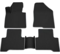 Салонные коврики REZKON 3D EVA Ромб резиновые, черные, для Hyundai Santa Fe III 13-18, серый кант 9220045402