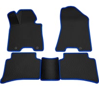 Салонные коврики REZKON 3D EVA Ромб резиновые, черные, для Hyundai Tucson 15-21, синий кант 9220060203