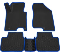 Салонные коврики REZKON 3D EVA Ромб резиновые, черные, для Kia Ceed 12-18, синий кант 9221005203