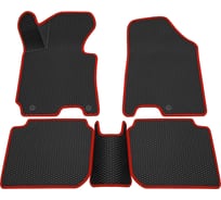 Салонные коврики REZKON 3D EVA Ромб резиновые, черные, для Kia Cerato 13-18, красный кант 9221010204