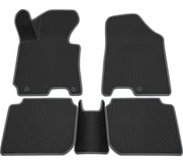 Салонные коврики REZKON 3D EVA Ромб резиновые, черные, для Kia Cerato 13-18, серый кант 9221010202