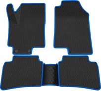 Салонные коврики REZKON 3D EVA Ромб резиновые, черные, для Kia Rio 17-Н.В., синий кант 9221020303