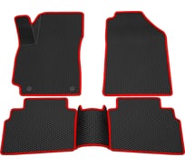 Салонные коврики REZKON 3D EVA Ромб резиновые, черные, для Kia Seltos 20-Н.В., красный кант 9221050104