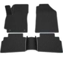 Салонные коврики REZKON 3D EVA Ромб резиновые, черные, для Kia Seltos 20-Н.В., серый кант 9221050102