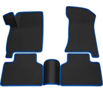 Салонные коврики REZKON 3D EVA Ромб резиновые, черные, для LADA 2110-2111-2112-БОГДАН, синий кант 9239050103