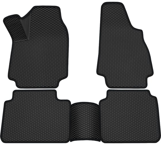 Салонные коврики REZKON 3D EVA Ромб резиновые, черные, для LADA 4х4 2121-21213-214, черный кант 9239035101 1