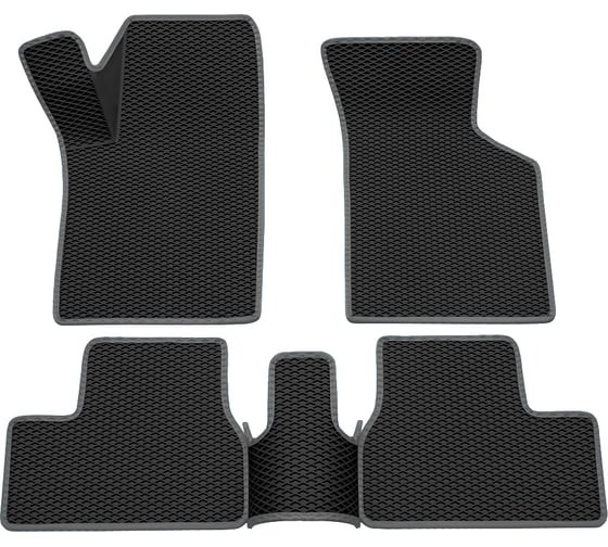 Салонные коврики REZKON 3D EVA Ромб резиновые, черные, для LADA Granta 2190-2191-2192-2194, серый кант 9239015102 1