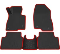 Салонные коврики REZKON 3D EVA Ромб резиновые, черные, для Mazda 3 13-19, красный кант 9223010204