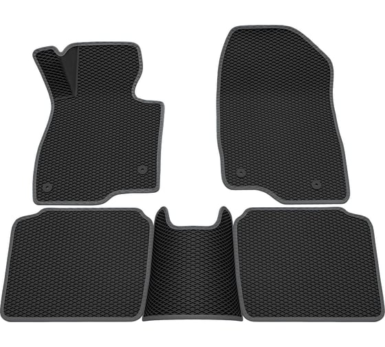 Салонные коврики REZKON 3D EVA Ромб резиновые, черные, для Mazda 6 12-18, серый кант 9223015202